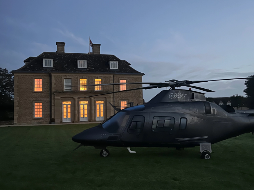 An Atlas helicopter in Crucis Park Estate in the Cotswolds